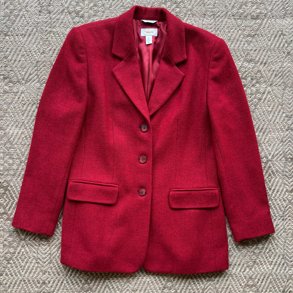 Vintage Talbots Red‎ Wool Blazer Size 8 Preppy Old Money Holiday Chic Academia